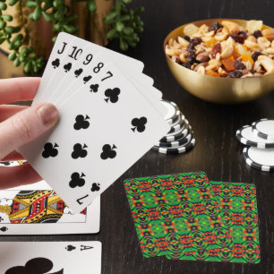 Digital Art Coola Red & Grönt Abstrakt Mönster Casinokort