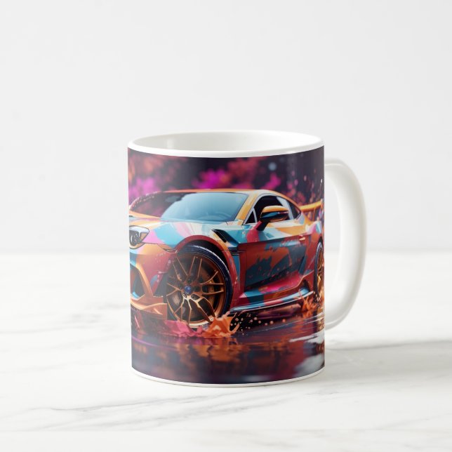 Digital Art Fast-Drives-sportbil Kaffemugg (Framsida höger)
