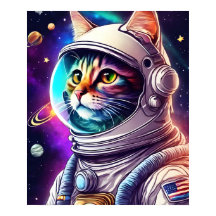 Digital Art Instant Download, Space Astronaut Cat