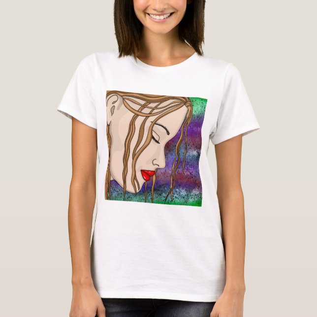 Digital Art | Ledsen Dam Deep in Think | Artsy T Shirt (Framsida)