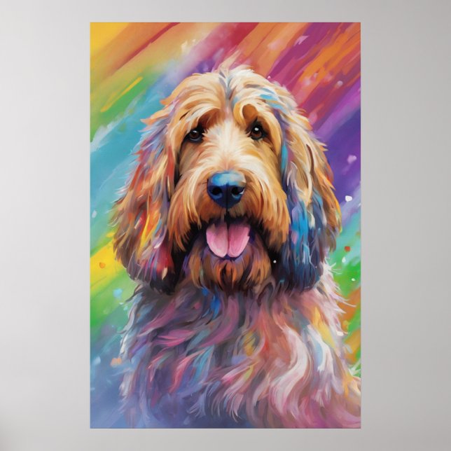 Digital Art Porträtt, Cute Hund Otterhound Poster (Framsidan)