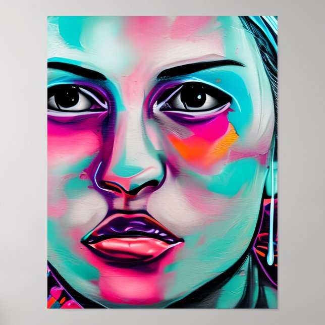 Digital Art Women's Ansikte AI Generated Dam Ansik Poster (Framsidan)