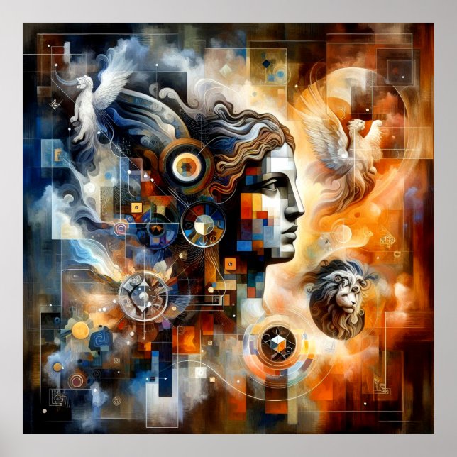 Digital Artwork Stoc Human Profile Juxtaposed Pos Poster (Framsidan)