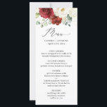 (Digital Avail) Menykort för Red White Blommigt Br Inbjudningar<br><div class="desc">Gratulera till bröllop i stil med den romantiska middagsmenyn,  som är försedd med rik vattenfärgsfärgade blommigtar och klassisk kalligrafi. Perfekt för elegant och tidlös middag party. Anpassa måltider och typsnitt enkelt med Zazzles intuitiva design verktyg.</div>