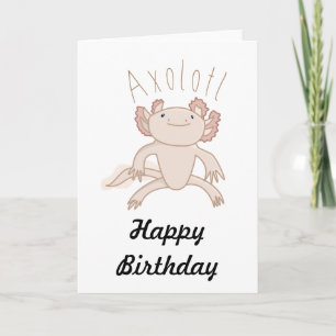 Digital Axolotl Illustration, Cute Animal Kort