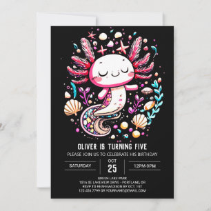 Digital Axolotl Ocean Birthday Celebration Inbjudningar