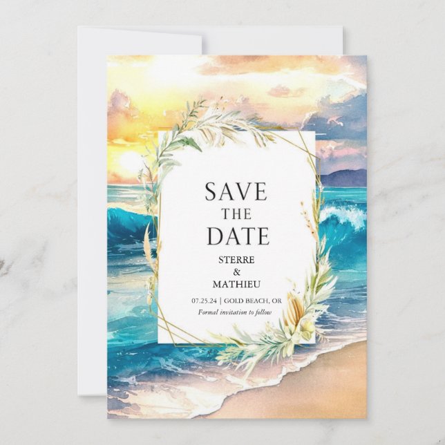 Digital Beach Wedding Spara Datumet (Framsida)