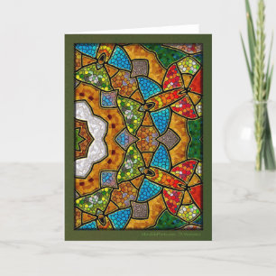 Digital Bird Mandala Helgkort