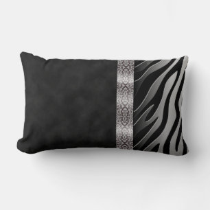 Digital Black and White Suede Zebra Rand Lumbarkudde