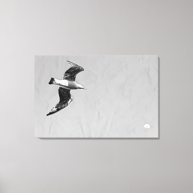 DIGITAL BLÄCK på mås på sträckt canvas (Framsida)