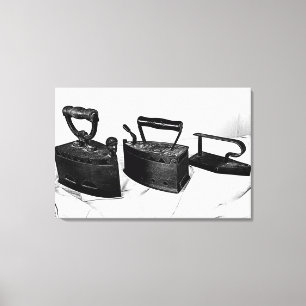 DIGITAL BLÄCK på tre gamla strykjärn på canvastryc Canvastryck