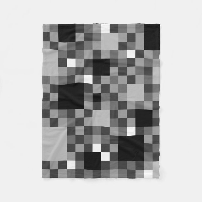 Digital Black Pixelated Little Squares Fleecefilt (Framsidan)
