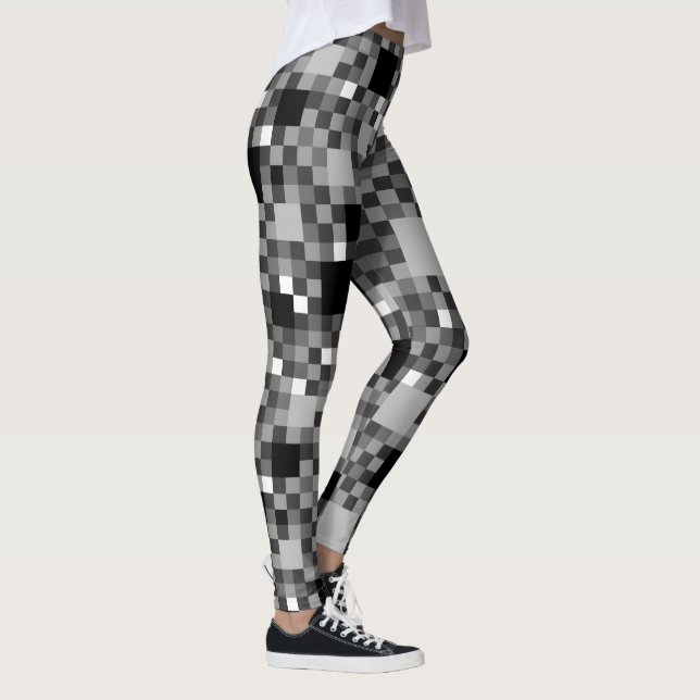 Digital Black Pixelated Little Squares Leggings (Höger)