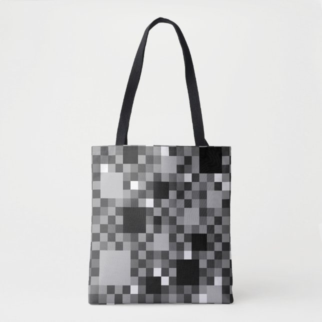 Digital Black Pixelated Little Squares Tygkasse (Framsida)