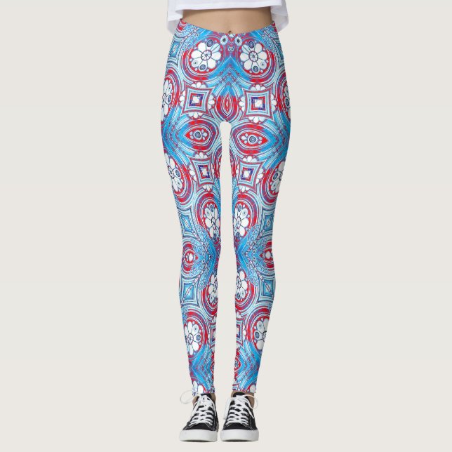 Digital Blommigt Graphic Girly Modern Art Leggings (Framsida)
