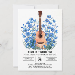 Digital Blue Guitar Boy Birthday Inbjudningar