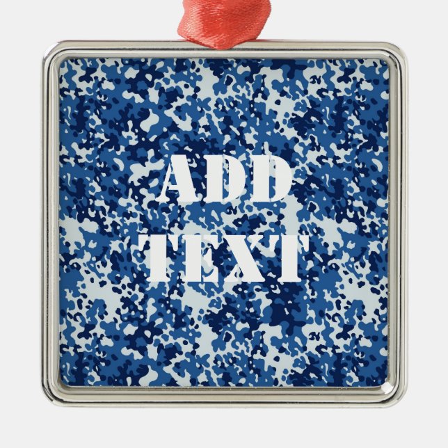 Digital Blue Military Mönster Julgransprydnad Metall (Framsidan)