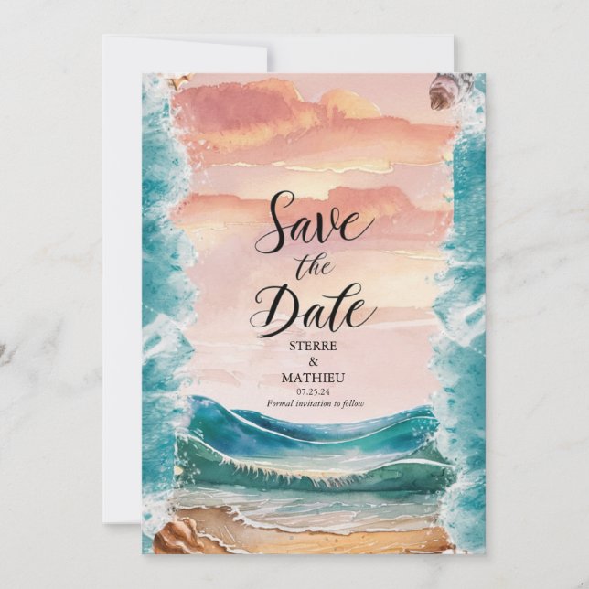 Digital Boho Beach Wedding Spara Datumet (Framsida)