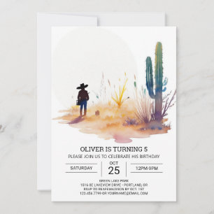 Digital Boho Cowboy Födelsedag Inbjudningar