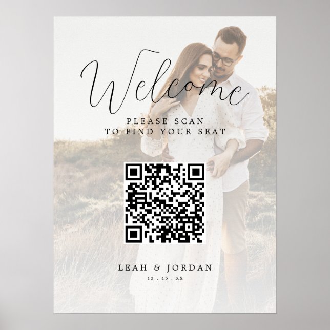 Digital bröllops QR-kod sittplatskarta Poster (Framsidan)