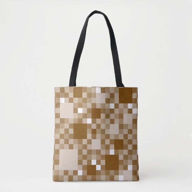Digital Brown Pixelated Little Squares Tygkasse (Framsida)