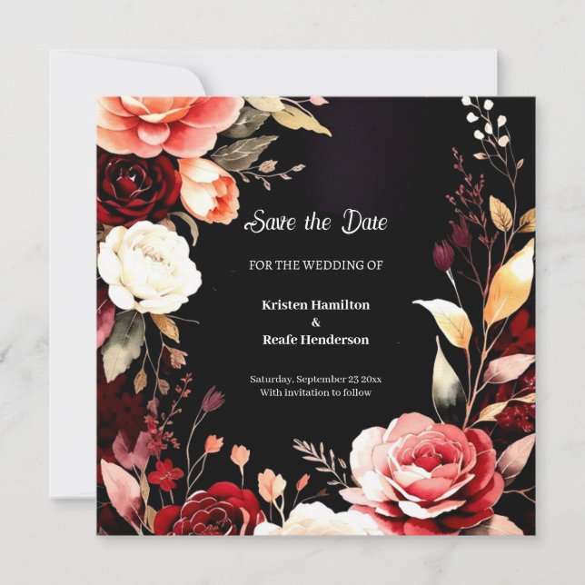 Digital Burgundy Bohemian Spara Datumet (Framsida)