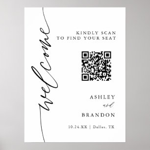 Digital Calligraphy Bröllop QR-kodsätesdiagram Poster