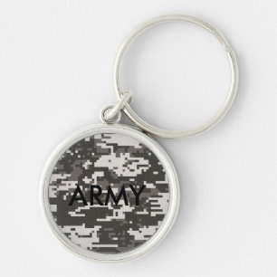 Digital Camo ARMÉ Keychain Rund Silverfärgad Nyckelring