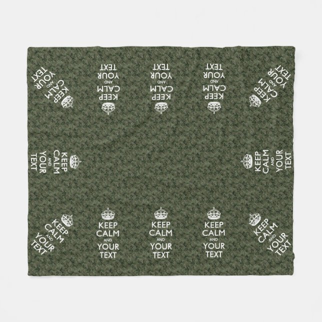 Digital Camo Behålla Lugn och text Fleecefilt (Framsidan (Horisontell))