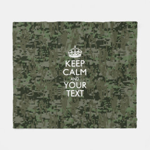 Digital Camo Behålla Lugn och text Fleecefilt