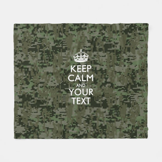 Digital Camo Behålla Lugn och text Fleecefilt (Framsidan (Horisontell))