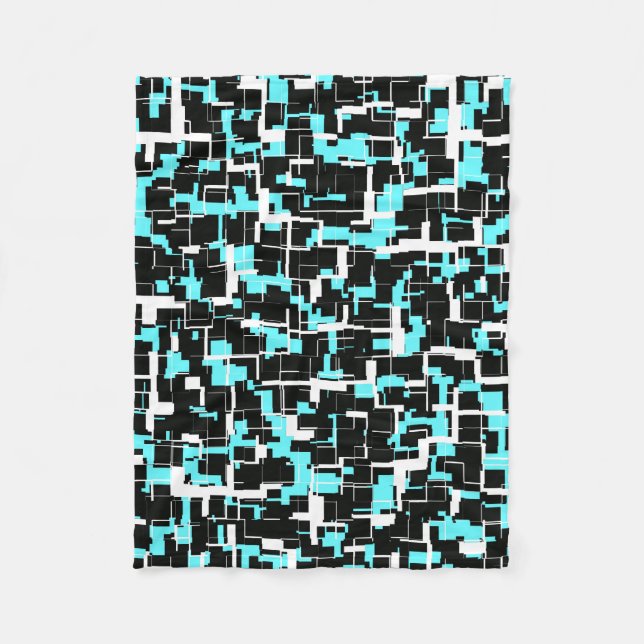 Digital Camo Black White Blue Mönster Fleecefilt (Framsidan)