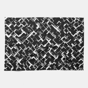 Digital Camo Black White Grått Mönster Kökshandduk