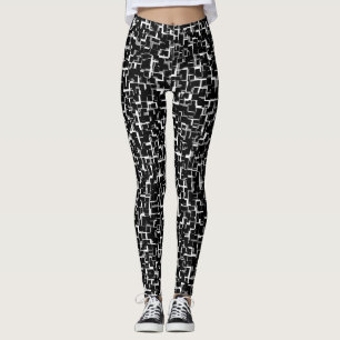 Digital Camo Black White Grått Mönster Leggings