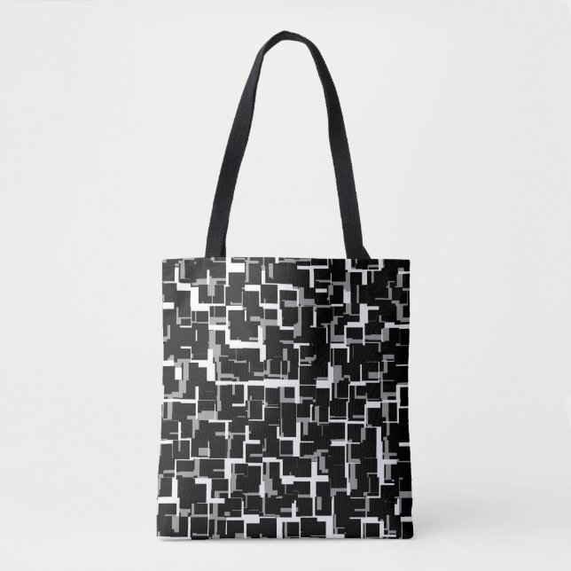 Digital Camo Black White Grått Mönster Tygkasse (Framsida)