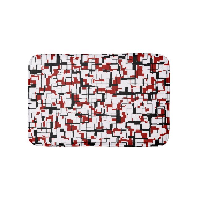 Digital Camo Black White Red Mönster Badrumsmatta (Framsidan)