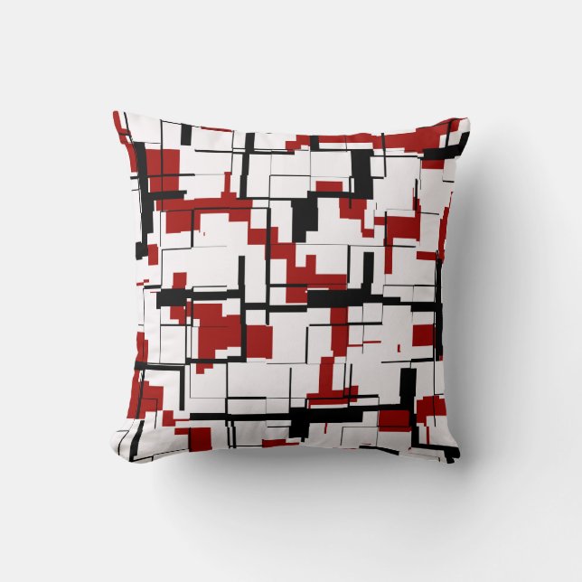 Digital Camo Black White Red Mönster Kudde (Framsida)