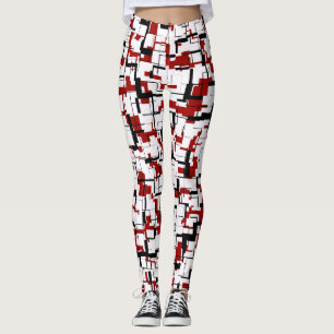 Digital Camo Black White Red Mönster Leggings