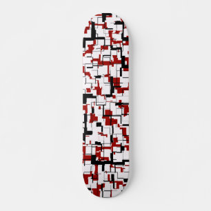 Digital Camo Black White Red Mönster Old School Skateboard Bräda 18 Cm