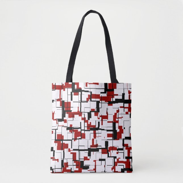 Digital Camo Black White Red Mönster Tygkasse (Framsida)