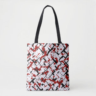 Digital Camo Black White Red Mönster Tygkasse