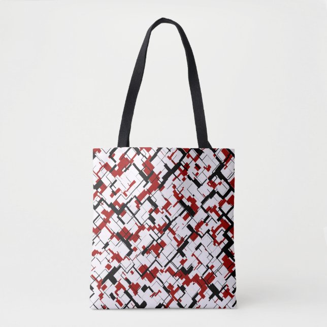 Digital Camo Black White Red Mönster Tygkasse (Framsida)