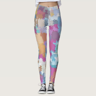 Digital Camo Blue Gult Rosa Mönster Leggings