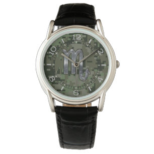 Digital Camo för skogsmark för ScorpioZodiacsymb Armbandsur