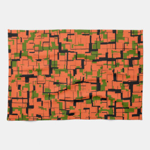 Digital Camo Grönt Orange Black Mönster Kökshandduk