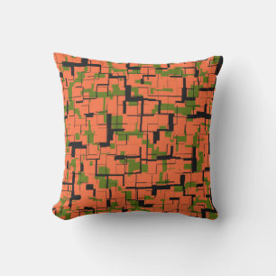 Digital Camo Grönt Orange Black Mönster Kudde