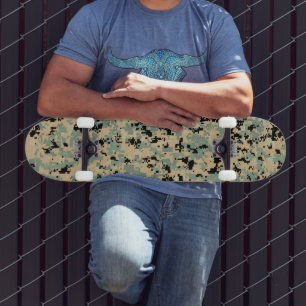 Digital Camo – Tan-Green MED kamouflage-mönster Mini Skateboard Bräda 18,5 Cm