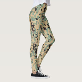 Digital Camo – Tan-Grön LG kamouflage mönster Leggings