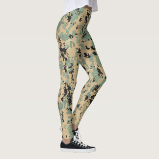 Digital Camo – Tan-Grön LG kamouflage mönster Leggings