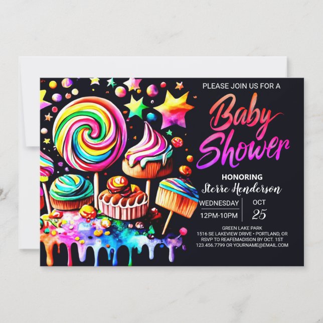 Digital Candy Dream Baby Shower Inbjudningar (Framsida)